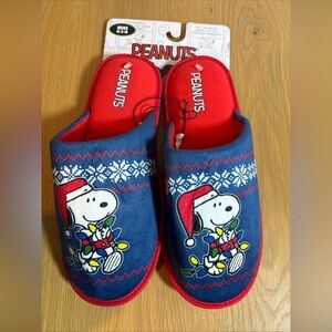 Peanuts Snoopy Men’s Christmas Slippers Snowflake Sz 9/10 Medium NEW